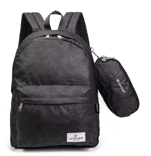 Backpack 1 Part With Pencil Case Leather Army Black Backpack Size 40X31X16
