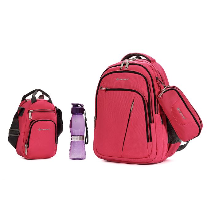 4 In 1 Backpack 4 Part With Pencil Case,Lunch Bag&amp;Water Bottle Red Size 45X32X26