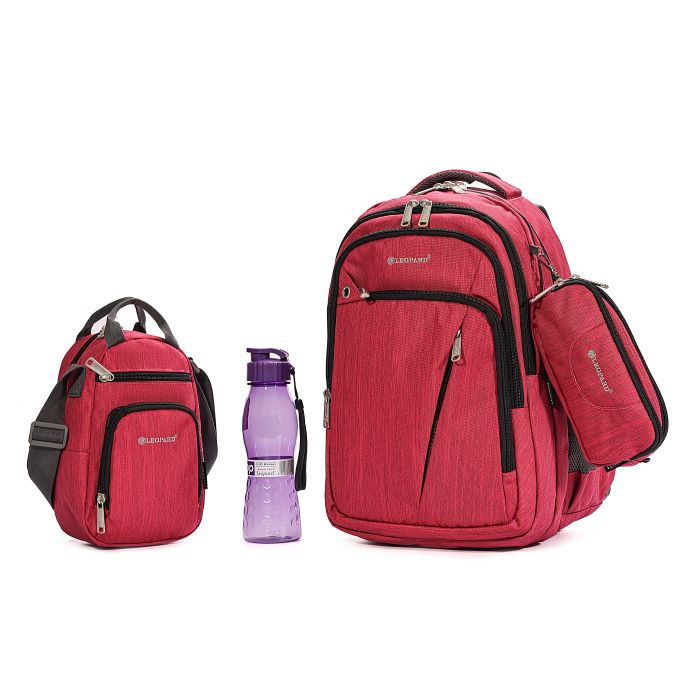 4 In 1 Backpack 4 Part With Pencil Case,Lunch Bag&amp;Water Bottle Red Size 45X32X26