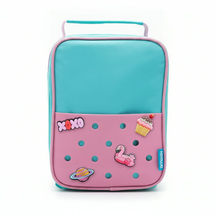 Slimline Lunch Box Charm Pink Blue