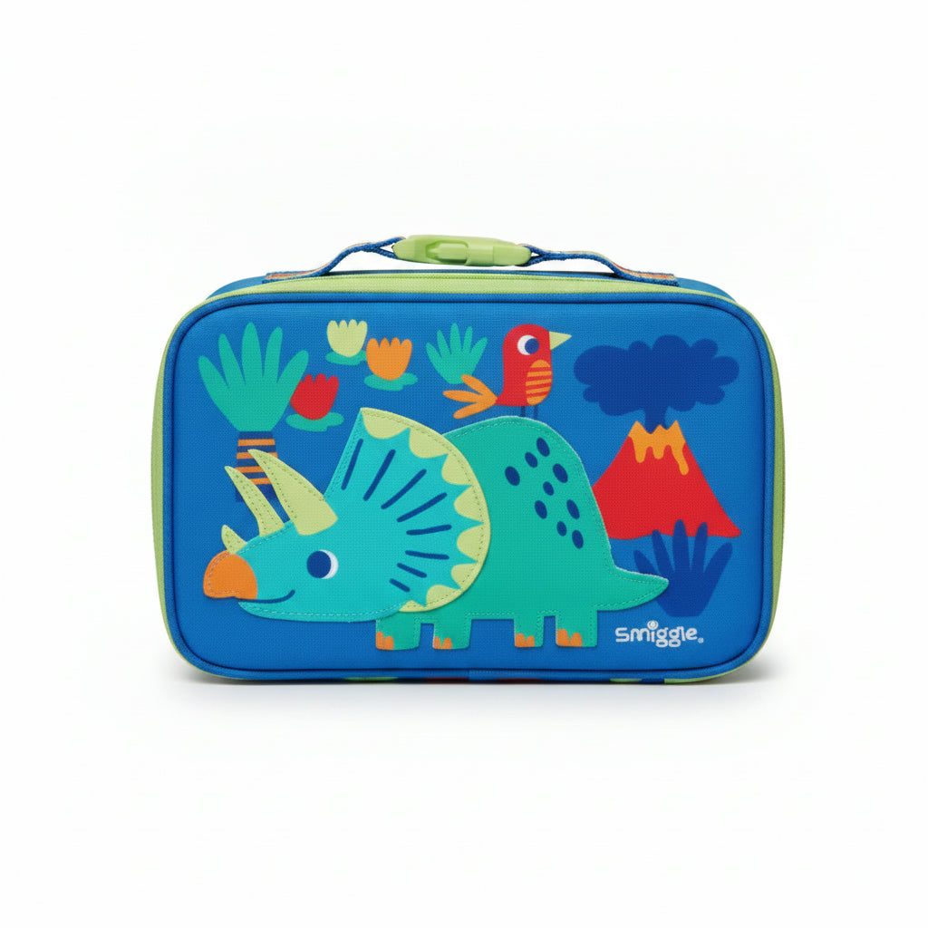 Blue Dino Single Layer Lunchbag W19 x H25 x D8 cm