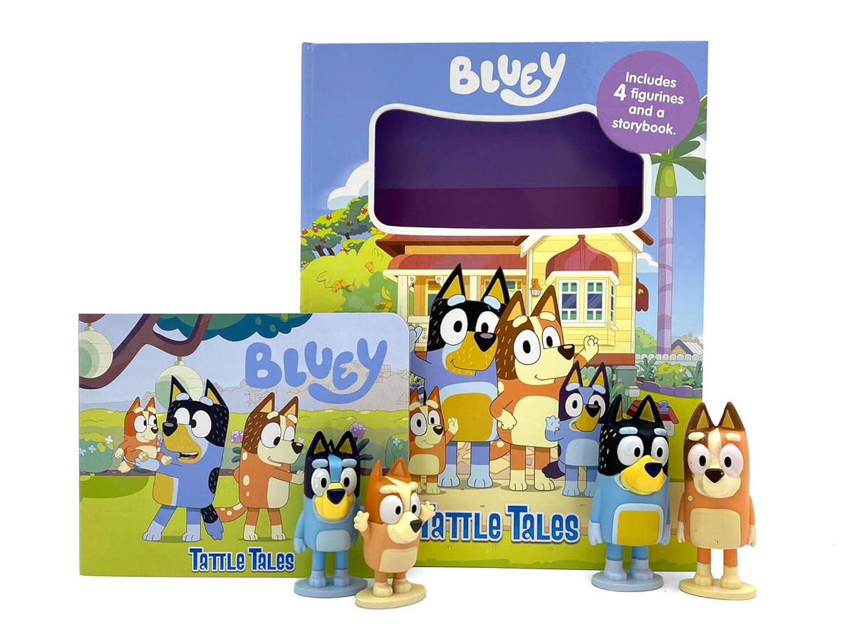 Bluey Tattle Tales - Activity Books for kids, 12-page storybook, 4 figurines