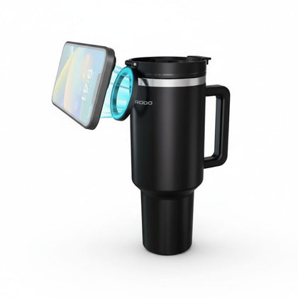 Lifestyle MagSafe Phone Holder 40oz Tumbler with Handle and Stainless Straw - Black