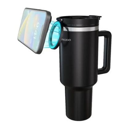 Lifestyle MagSafe Phone Holder 40oz Tumbler with Handle and Stainless Straw - Black