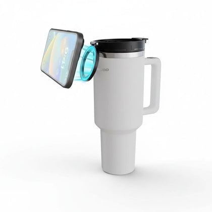 Lifestyle MagSafe Phone Holder 40oz Tumbler with Handle and Stainless Straw - White