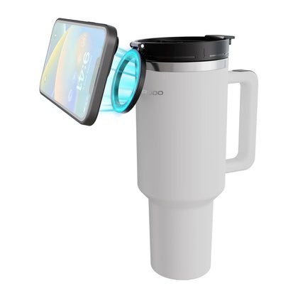 Lifestyle MagSafe Phone Holder 40oz Tumbler with Handle and Stainless Straw - White
