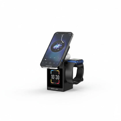 Smart Station Pro LCD Display Wireless Charger with Speaker - Black