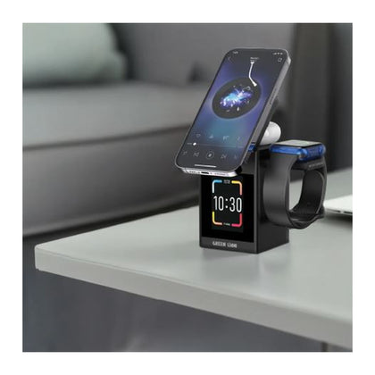 Smart Station Pro LCD Display Wireless Charger with Speaker - Black