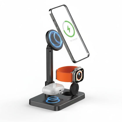 3 in 1 Telescopic Wireless Charger - Black
