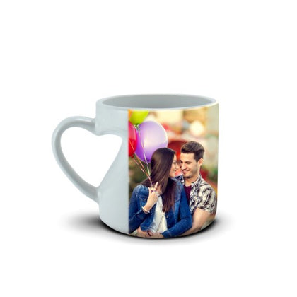 Print On Mug Heart Handle White