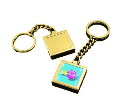 Print On Keychain Metal Square Gold |QTY 1-5