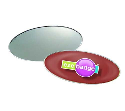 Print On Metal Badge 6x3cm Oval Silver