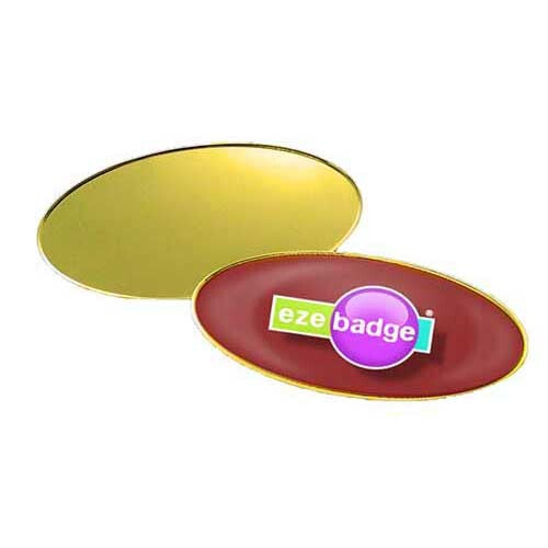 Print On Metal Badge 6x3cm Oval Gold