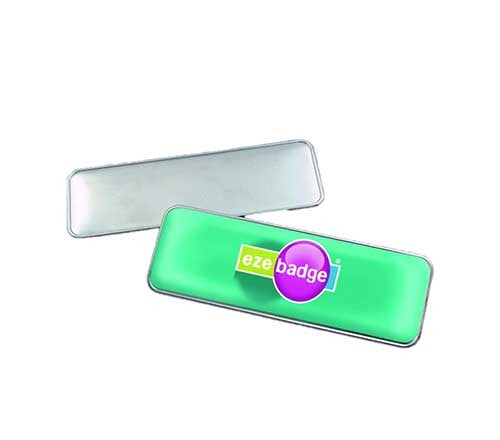 Print On Metal Badge 5.4x2.5cm Rectangle Magnet Silver