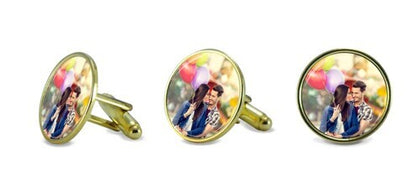 Print On Cufflinks 1.8cm Circle Gold |QTY 1-5