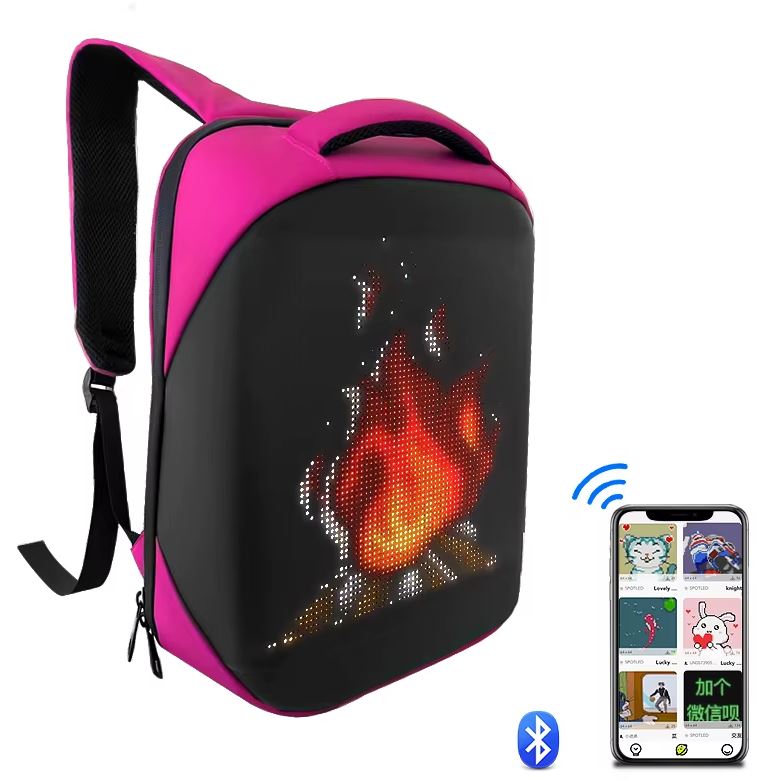 Laptop Backpack with Led Screen Pink