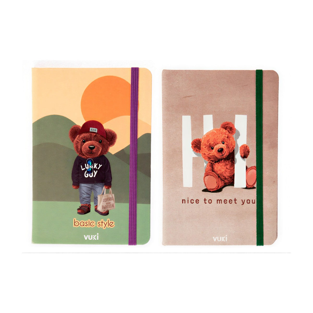 Notebook A5 Plain Off-White Paper With Elastic Closer Bear Design