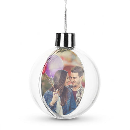 Print On Christmas Ornament Plastic Ball Metal Insert