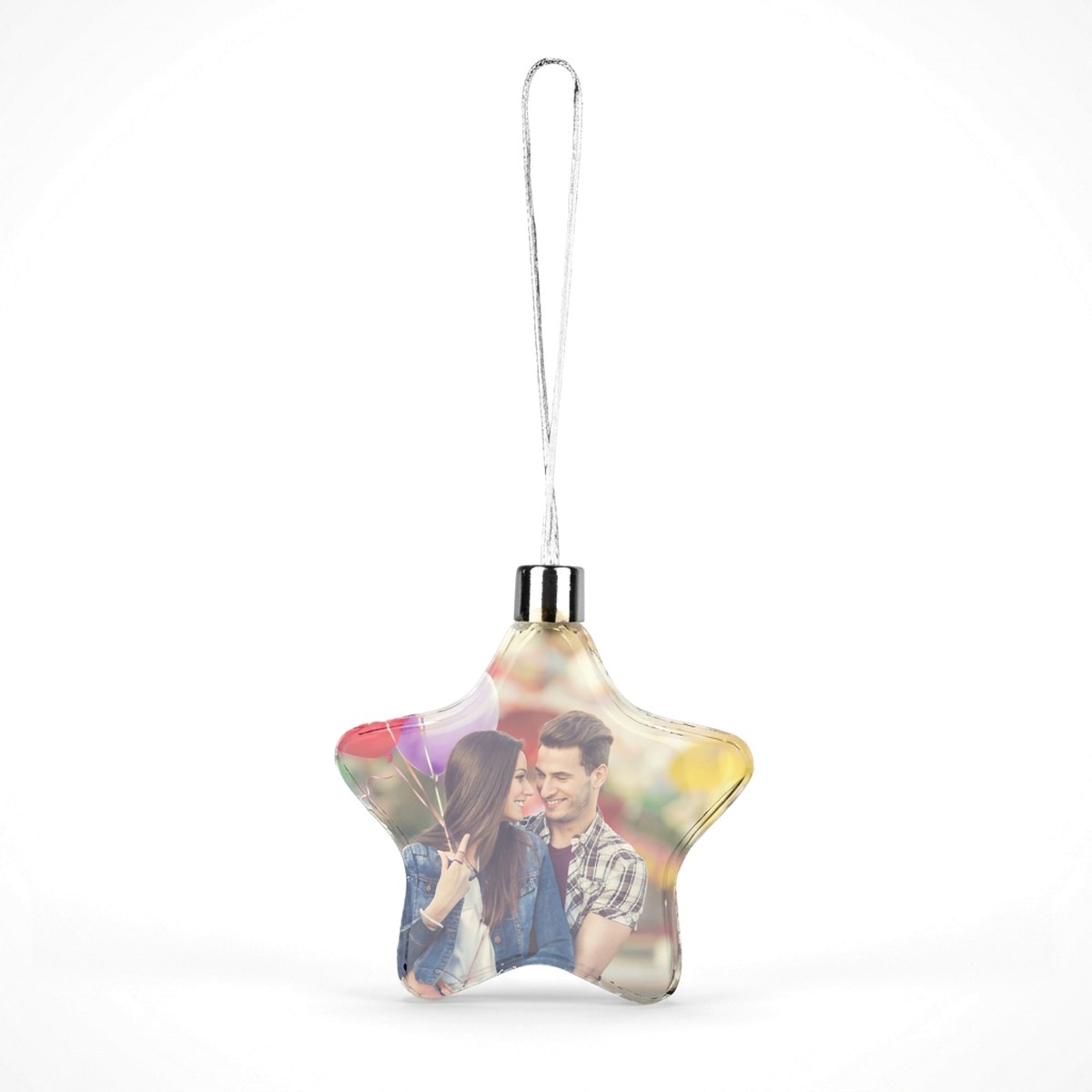 Print On Christmas Ornament Plastic Star Metal Insert
