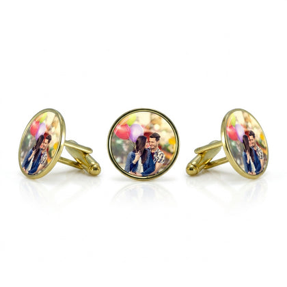 Print On Cufflinks 1.8cm Circle Gold