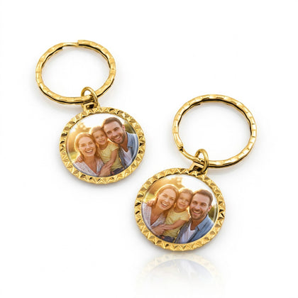 Print On Keychain Metal Circular Gold