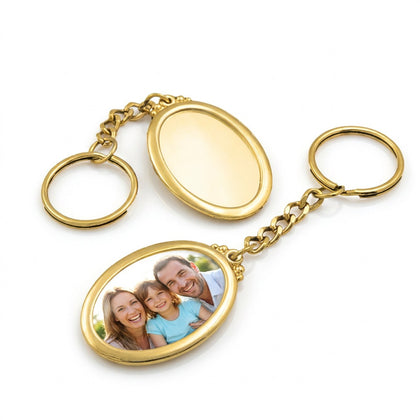 Print On Keychain Metal Oval Gold