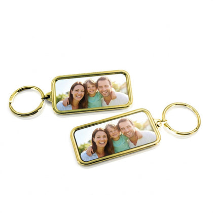 Print On Keychain Metal Rectangle Gold