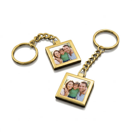 Print On Keychain Metal Square Gold