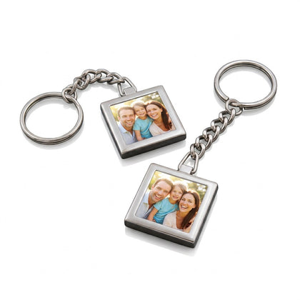 Print On Keychain Metal Square Silver