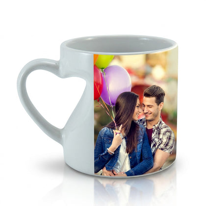 Print On Mug Heart Handle White