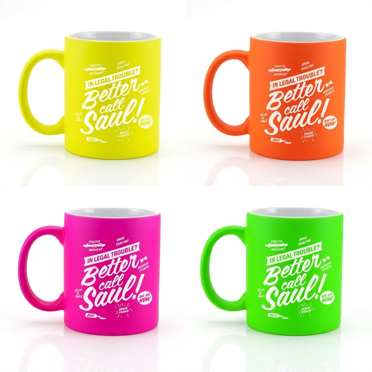 Print On Mug Neon Orange, Green, Yellow, Pink