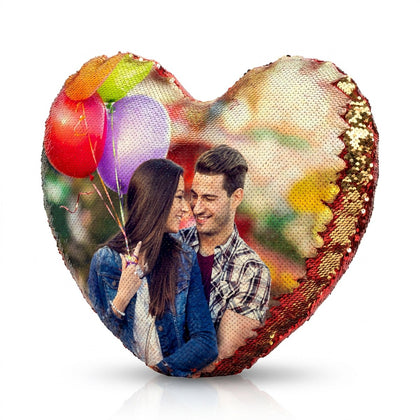 Print On Pillow Sequin Heart