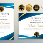 stylish blue premium certificate template design set